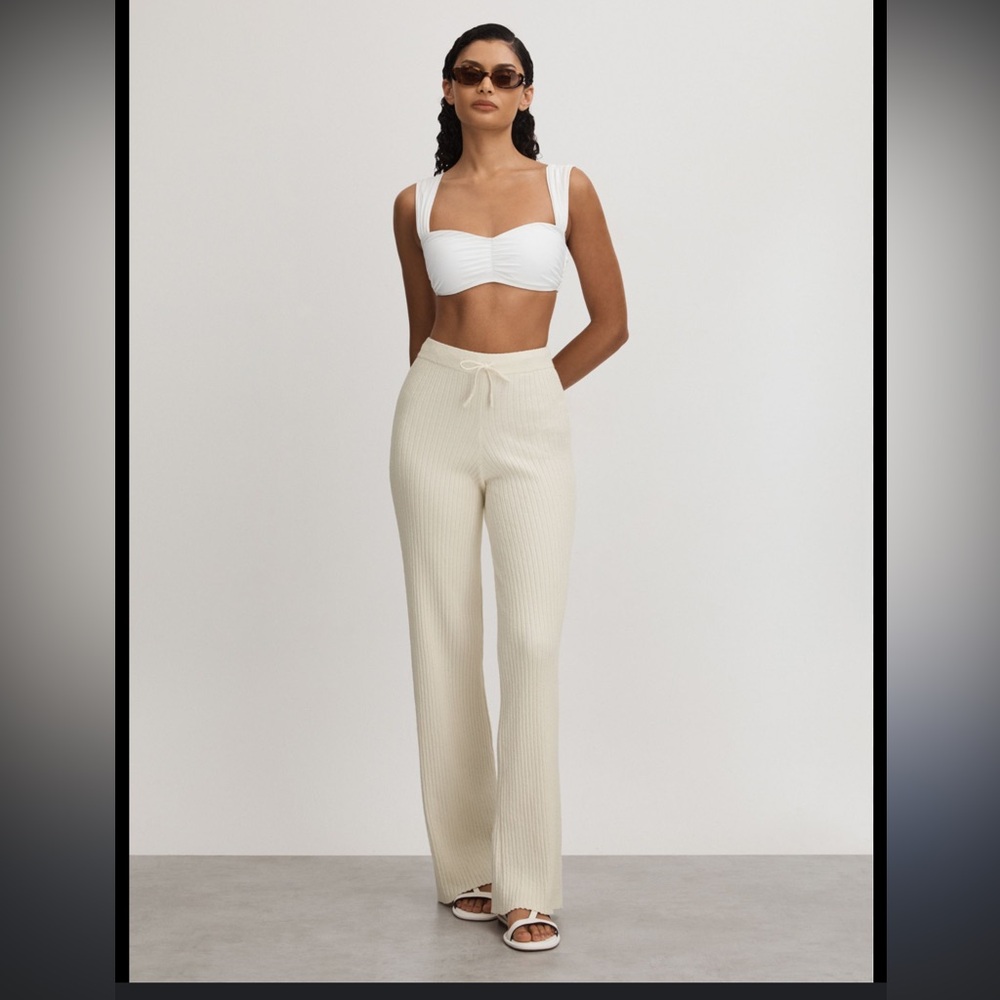 Good American Black Ribbed knitted pants black